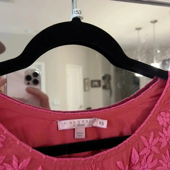 Calypso St. Barth Short Sleeve Embroidered Dress Size XS Color Pink - Picture 4 of 6